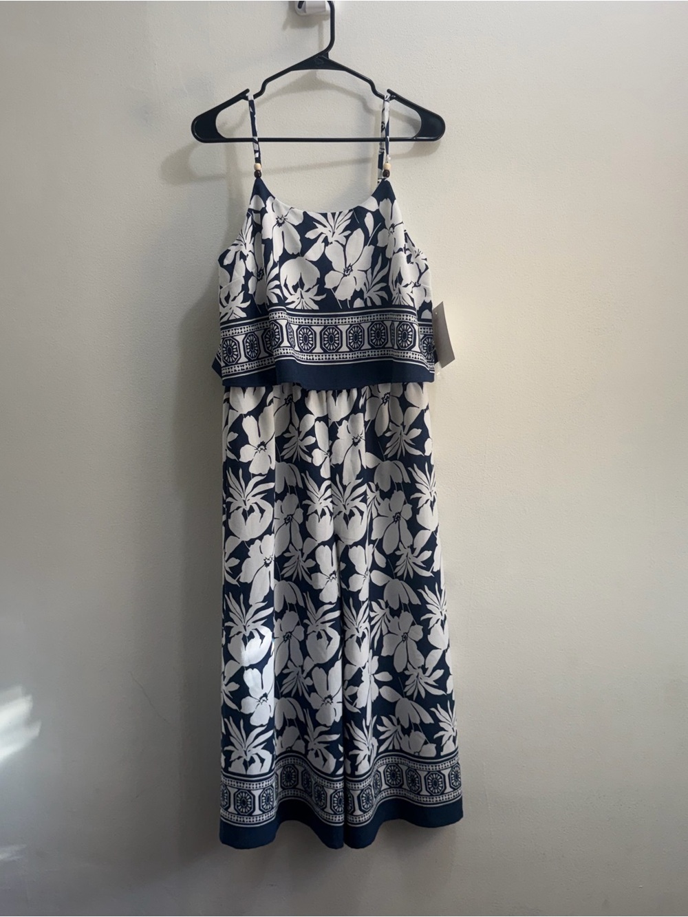 Navy and White Floral capri jumpsuit